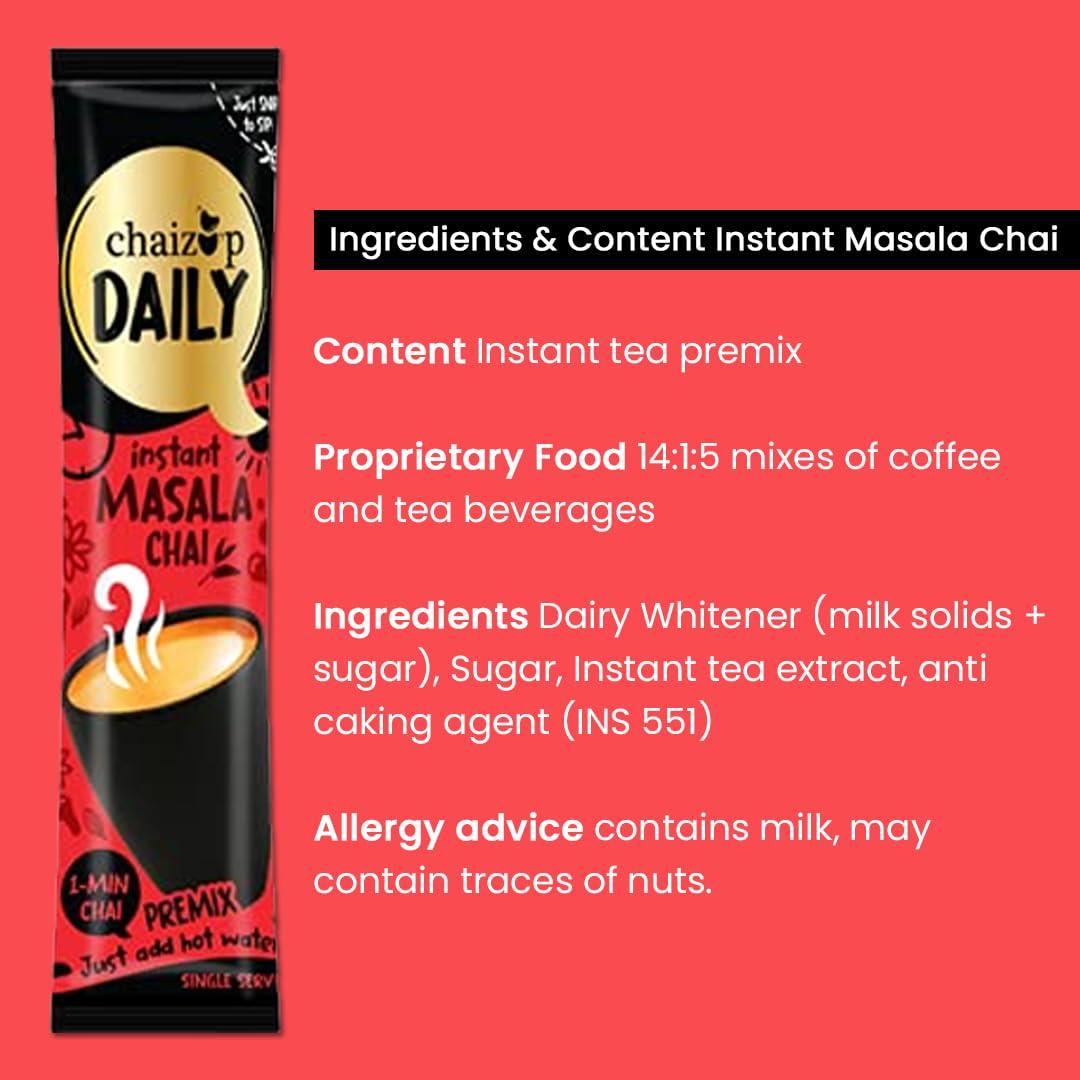 Chaizup Daily Instant Adrak Tea | 504 GM| 36 Sachets | Premix Tea Powder | Instant Premix Chai | Ready To Drink